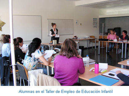 Alumnas en el Taller de Empleo de Educación Infantil