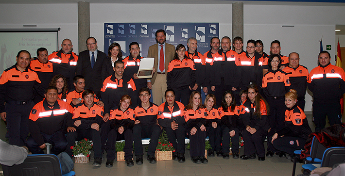 Voluntarios de Protección Civil en el homenaje