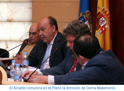 El Alcalde comunica en el Pleno la dimisión de Gema Matamoros