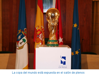 La copa del mundo está expuesta en el salón de plenos