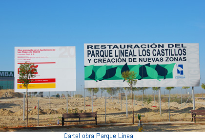 Cartel obra parque lineal