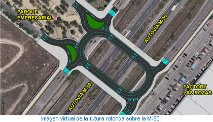Imagen virtual de la futura rotonda sobre la M-50