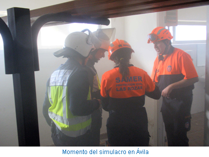 Momento del simulacro en Ávila