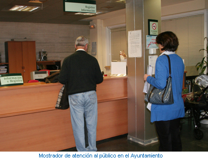 Mostrador de atención al público en el Ayuntamiento