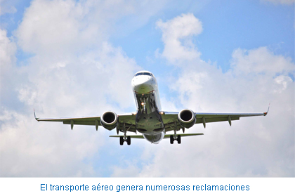 El transporte aéreo genera numerosas reclamaciones