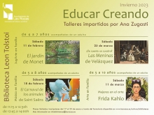 Comienzan las preinscripciones en los Talleres de febrero y marzo de Arte en Familia. Educar Creando (4 -7 años), (5-8 años) y (5-10 años) acompañados de un adulto (sábados)